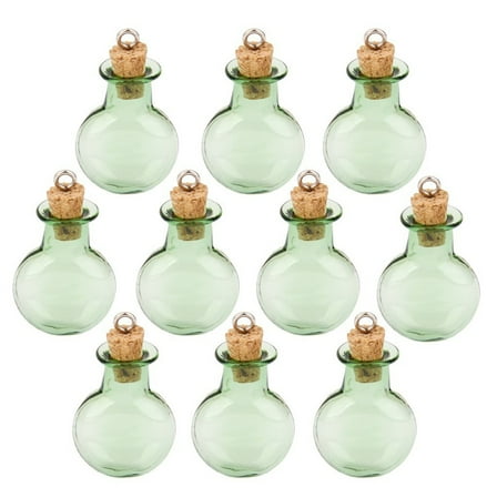 Minkissy Wishing Bottle Glass Green 10Pack 1.0x0.7in