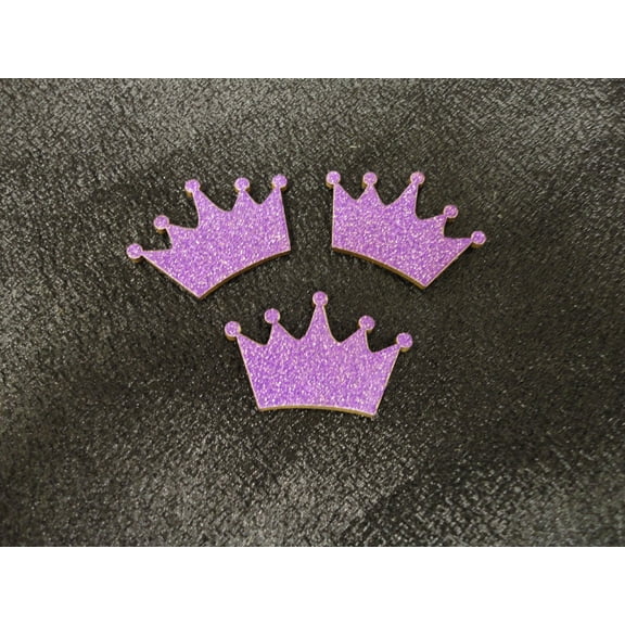Charmed Purple Wooden Crown Ornaments for Little Prince/Princess Themed, Baby Shower Decor, 20 Pieces