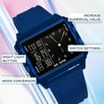 thumbnail image 5 of Digital Watches for Men Women Waterproof Unique Rectangle Watch Stopwatch Countdown Alarm Analog Silicone Strap Transparent Case, 5 of 7