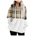 thumbnail image 2 of Hauts à Manches Longues pour Femmes Mode Hauts à Fermeture Éclair Col en V Chandail à Manches Longues Blouse à Capuche Chandail en Molleton Hauts à Manches Longues pour Femmes, 2 of 4