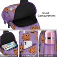 thumbnail image 4 of Sling Backpack,Purple Halloween Pumpkins with Boo Sling Bag with Water Bottle Holder,Waterproof Sling Bag for Men/Women with Headphone Jack for Hiking,Travel, 4 of 6