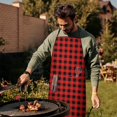 thumbnail image 4 of Red Black Plaid Checkered Pattern Apron-Garden Aprons for Women with Pockets-Cotton Linen Waterproof Kitchen Cooking Gardening Aprons Adjustable for Kitchen,Cooking,BBQ and Salon 33x27 Inch, 4 of 7