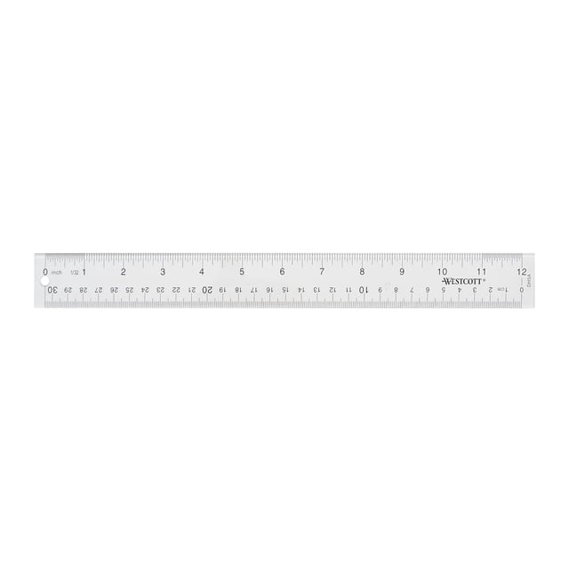 Regla Westcott acrílica transparente de 30 cm resistente a rayones