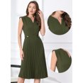thumbnail image 2 of DARING DIVA Women's V Neck Sleeveless Button Pleated Midi Dresses S Army Green, 2 of 6