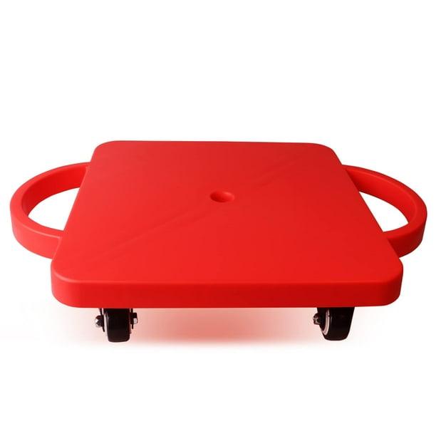GSE Games & Sports Expert - Patinete rojo resistente para interiores con asas para sentarse en el suelo, patinete deportivo, actividades de gimnasio para niños, juegos de recreo en interiores, equipo