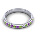 thumbnail image 3 of 0.30 Carat Stunning Round Cut Peridot & Amethyst Gemstone Wedding Eternity Band for her 18K White Gold Size 6.5 by Diamond-Capitals, 3 of 8