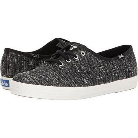 keds women's champion lurex stripe fashion sneaker, black, 6.5 m us