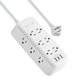 thumbnail image 3 of Hyper Tough USB Power Strip Surge Protector, 12 Outlet, USB Fast Charger, 10ft Extension Cord, White, 3 of 10
