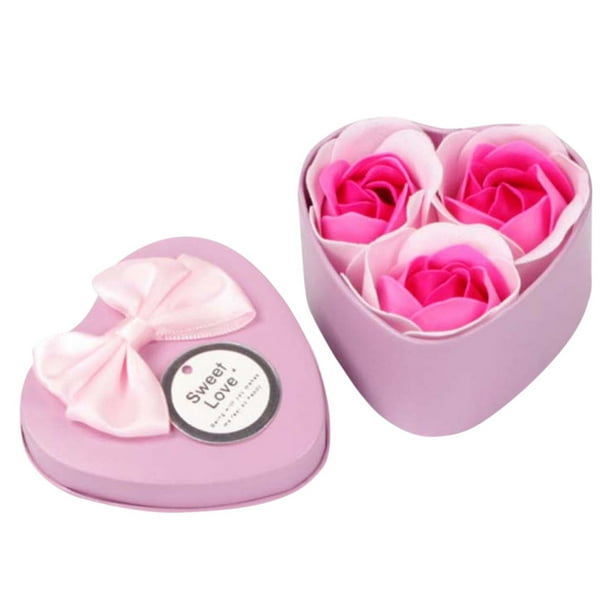 3 uds corazón perfumado baño cuerpo pétalo Rosa flor jabón decoración de boda regalo