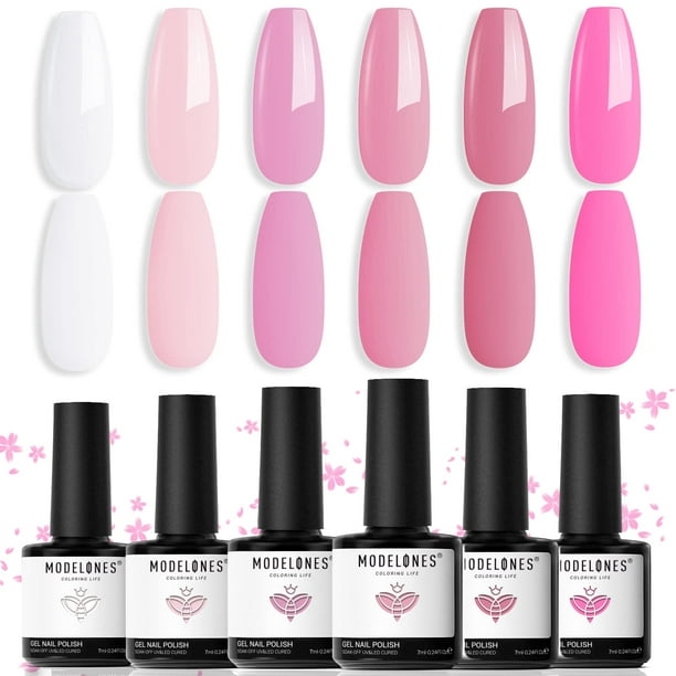 Set de esmaltes de uñas en gel Modelones, 6 colores, 7 ml, Soak Off