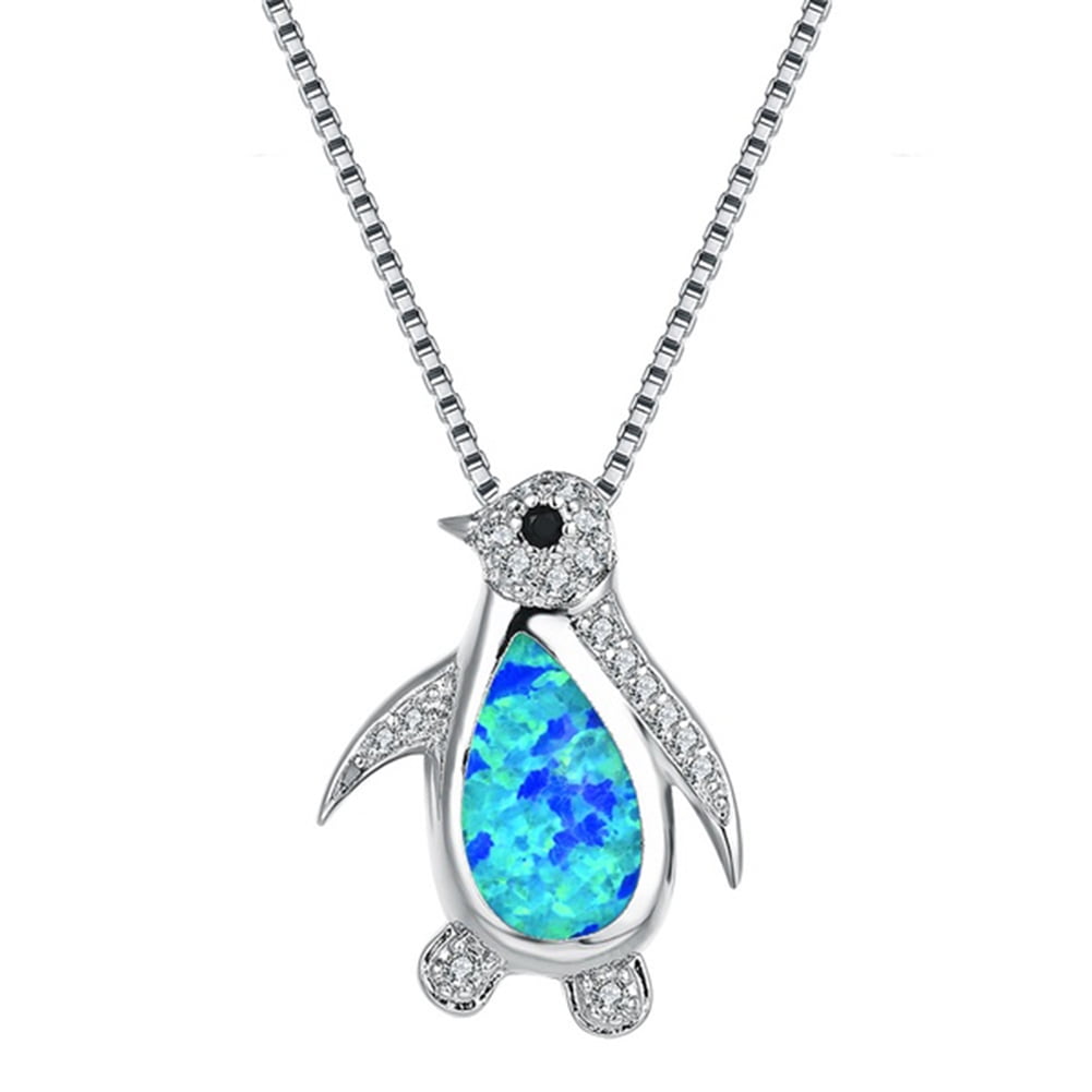 HEQU9117 Luxury Fashion Opal Diamond Penguin Pendant Women Wedding