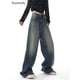 thumbnail image 3 of Duomofu-pantalones vaqueros de cintura alta para mujer, Vaqueros Vintage ajustados con botones, básicos americanos, sencillos e informales, a la moda, y holgados S-XL, otoño, 3 of 5