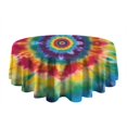 thumbnail image 5 of Colorful Rainbow Tie Dye Spiral Pattern Round Tablecloth 60"x60",Wrinkle Wipeable Table Cloth for Kitchen Dining Room Picnic Patio Party, 5 of 6
