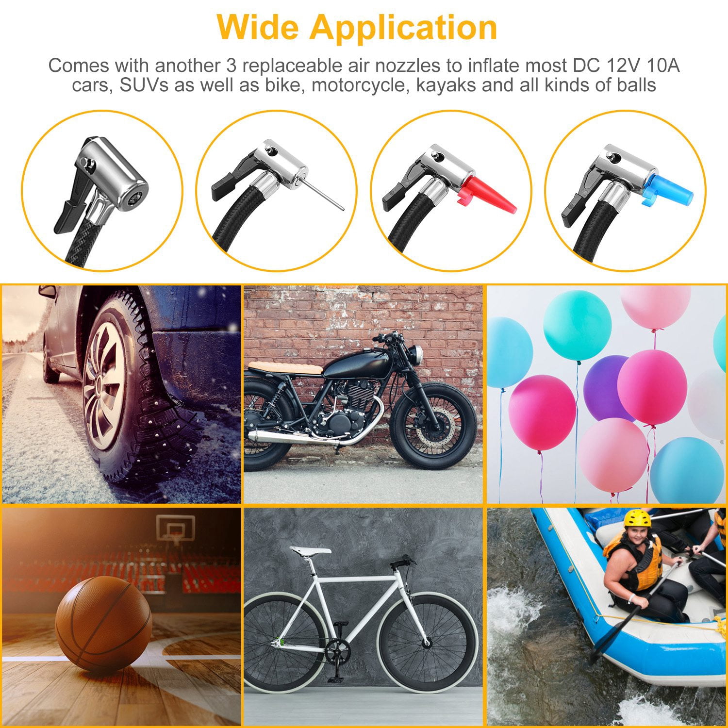 Tire Inflator Car Accessories TeqHome 150PSI Portable Air Compressor Air Pump for Car Tires 12V DC Auto Pump with Digital LCD Display for Bicycle Balls