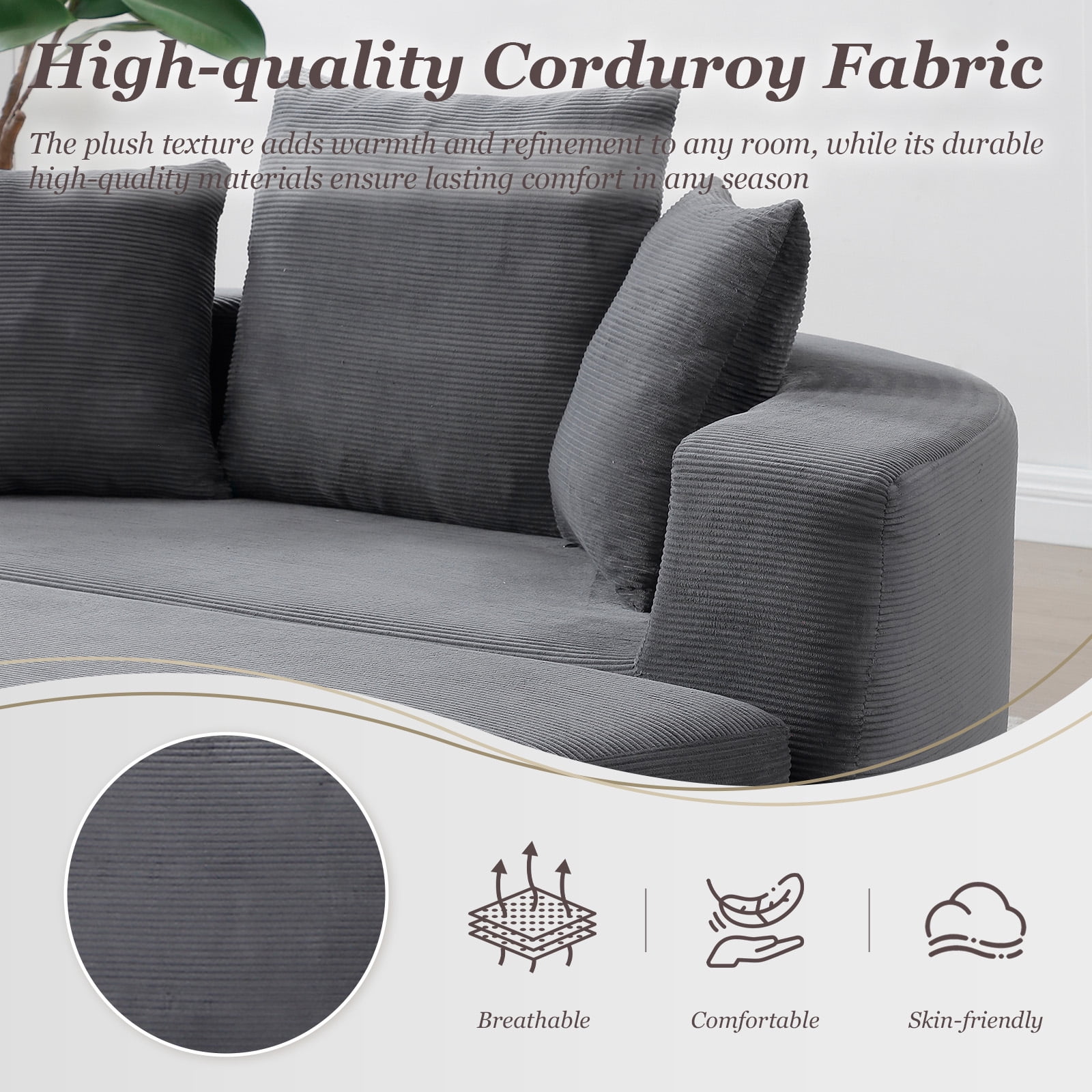 MOONMISS Convertible Sofa Couch Bed,Multi-Functional,Circular Bed,Adjustable Futon Sofa For Apartment Office Bedroom Living Room,Gray