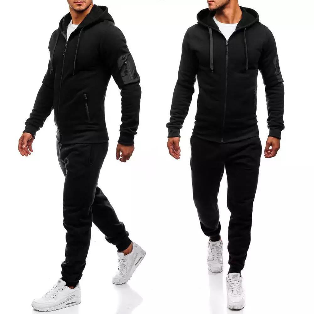 Men’s Athletic 2 Piece Gym Workout Weightlifting Tracksuit Tops Botto Running