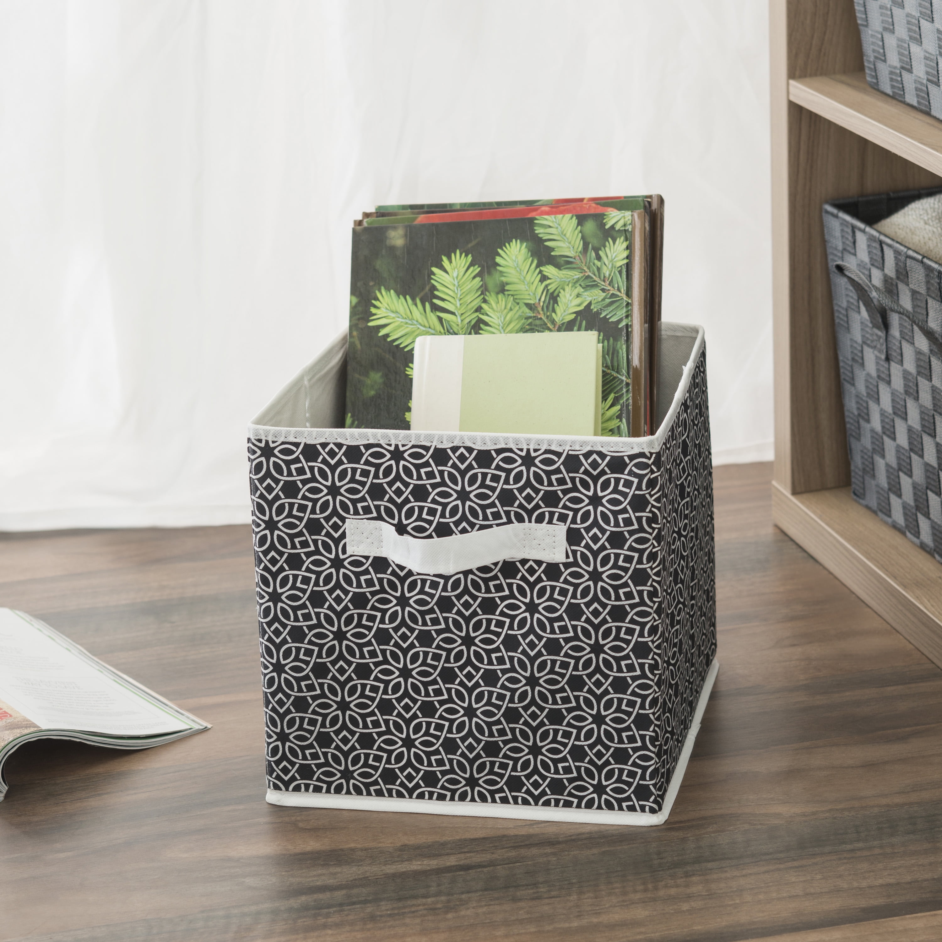 Blossom Collapsible NonWoven Storage Cube, Black