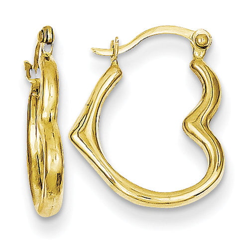 Primal Gold 14 Karat Yellow Gold Heart-Shaped Hollow Hoop Earrings ...