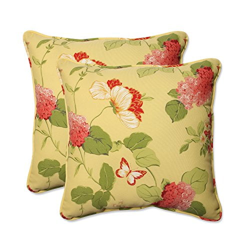Pillow Perfect Outdoor Risa Corded Throw Pillow, 18.5-Inch, Lemonade, Set of 2