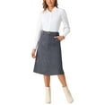 thumbnail image 2 of INSPIRE CHIC Women's Skirt High Elastic Waist A-Line Belted Fall Winter Midi Corduroy Skirt L Dark Grey, 2 of 5