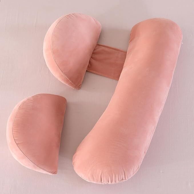 TOPCHANCES Pregnancy Pillows for Women Sleeping, Full Body Pillows for Pregnancy, Maternity Pillows with Washable Velvet Fabric Cover, Pink