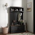 thumbnail image 2 of HOMCOM Hall Tree with Shoe Storage, Coat Rack with Shoe Bench, Black, 2 of 8