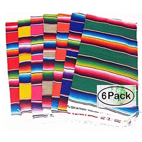 Del Mex (TM) Mexican Serape Blanket Table Runner- Set of 6