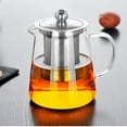 thumbnail image 1 of Tetera de vidrio resistente al calor con infusor, mango transparente, perfecta para té y café - (450 ml), 1 of 5