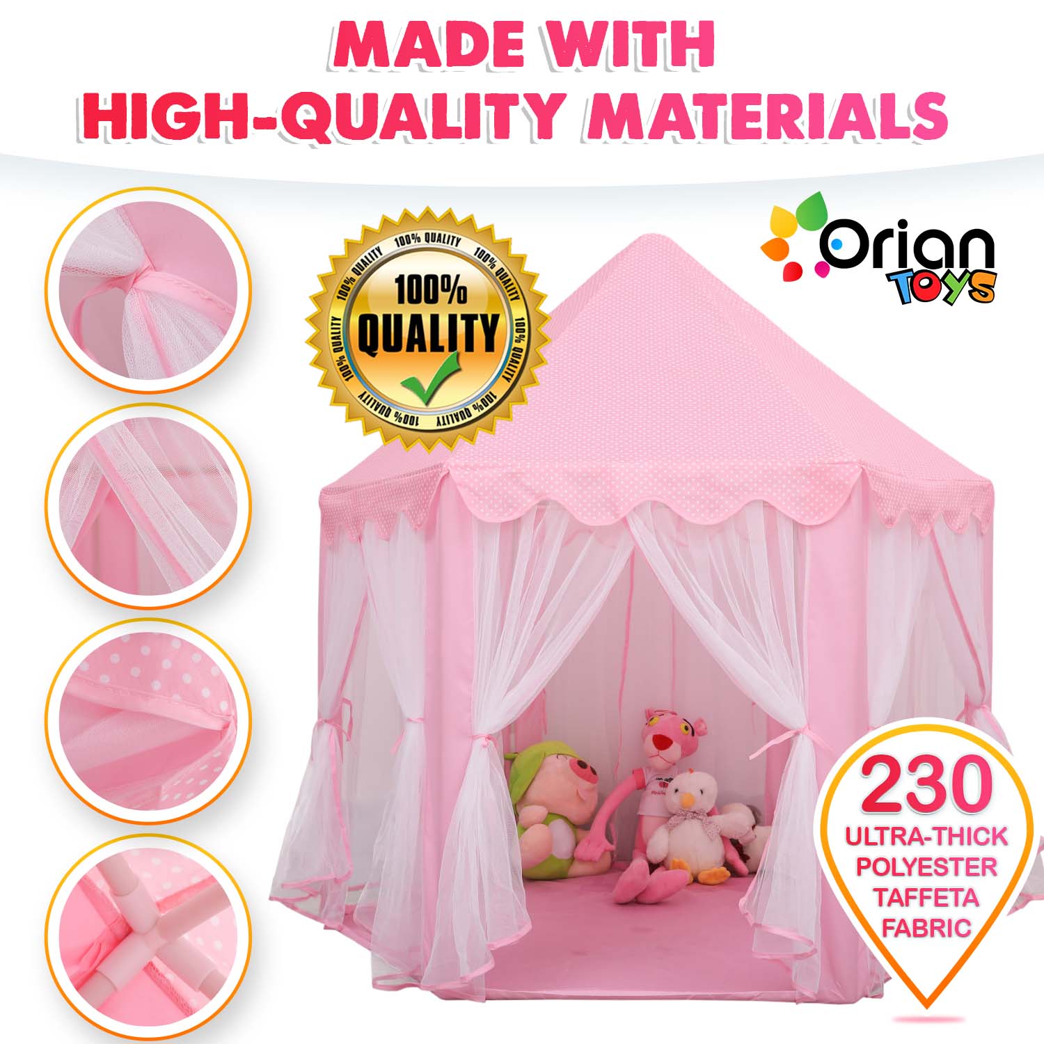 ORIAN Princess Castle Playhouse Tent with LED Star Lights photo 5