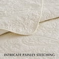 thumbnail image 3 of EVERGRACE 100% Cotton Paisley Quilt Set, Queen Size 3 Piece Set – Prewashed Lightweight Bedspread with 2 Shams, Soft & Breathable Matelasse Coverlet for All-Season Comfort, Ivory Cream, 3 of 8