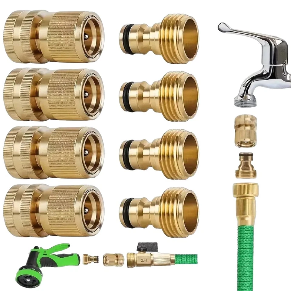 PURELY- Garden Hose Quick Connector. ¾ Inch Ght Solid Brass Easy Connect Fittings