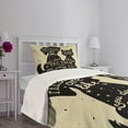 thumbnail image 5 of Ambesonne Inspirational Quilted Bedspread Set 2 Pcs, Cat Dog Friends, Twin Size, Black Tan, 5 of 6