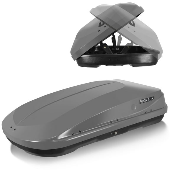 VISRACK Rooftop Cargo Box, Hard Shell Roof Cargo Carrier with Security Keys, 56 (L) x 30 (W) x 13.7(H) Inches, 13 Cubic Feet (Tool-Free Install), GRAY