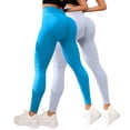 thumbnail image 3 of Women's Textured Hip Lifting Fitness Pants with Tummy Control, High Waisted Peach Booty Yoga Pants 2PC Set, Seamless Workout Leggings for Gym, Running and Daily Training Light Ashy XL, 3 of 5