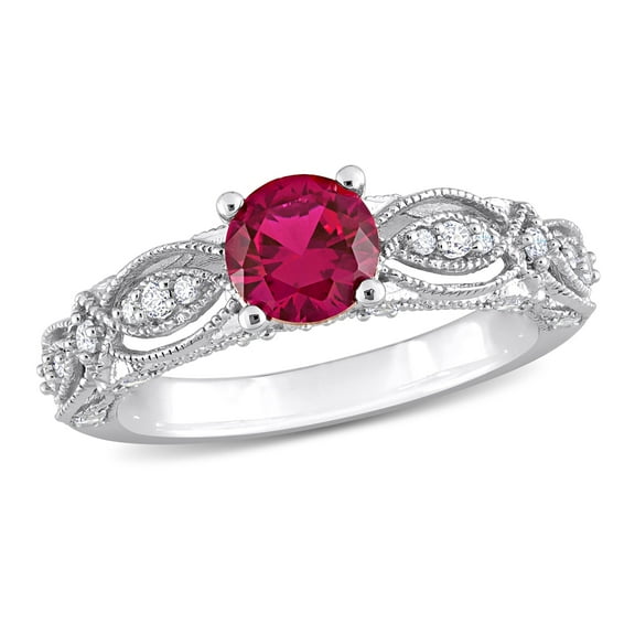Everly Women's Created Sapphire and Created Ruby 10k White Gold Ring