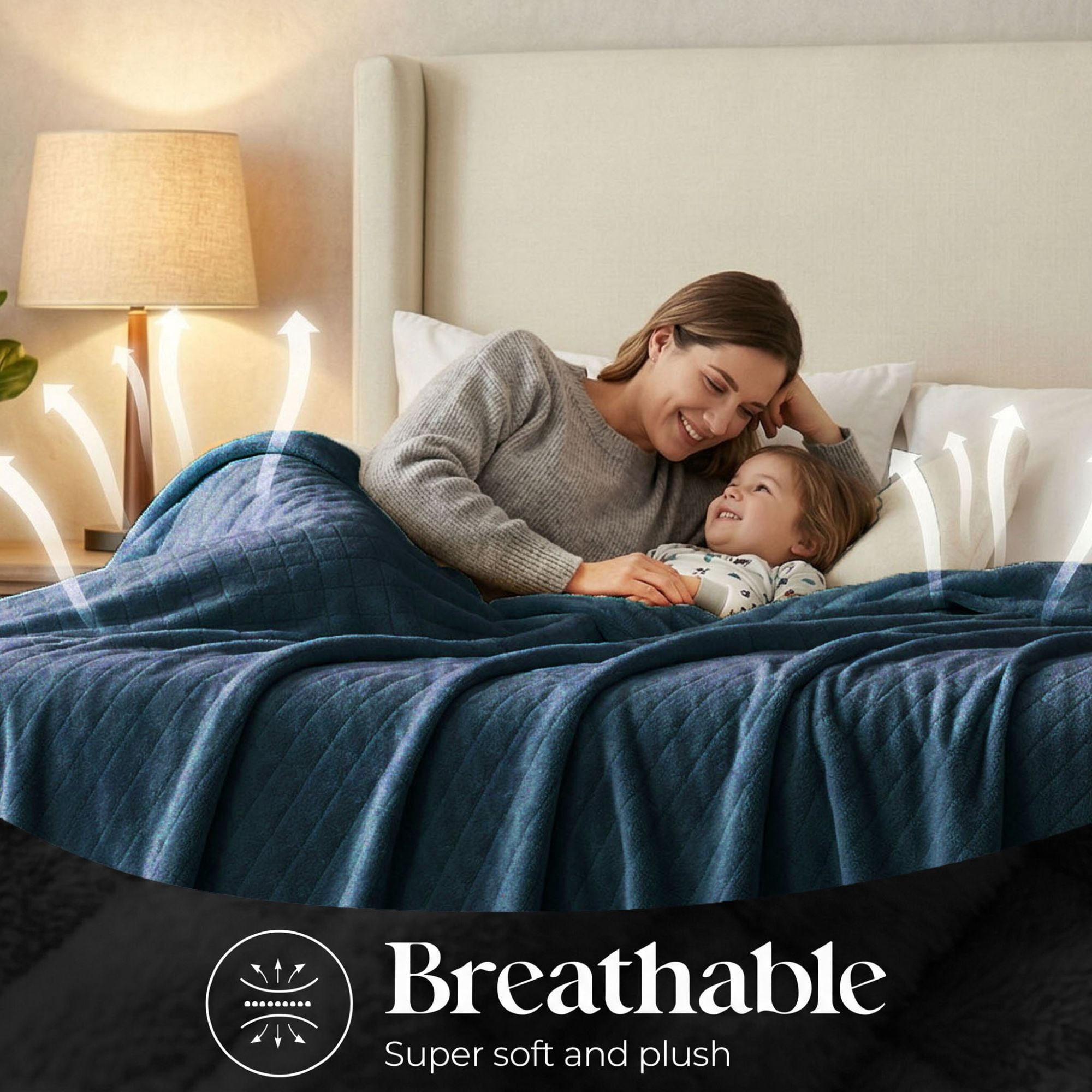Superior Holly Grid Fluffy Fleece Blanket, Twin Size, Navy Blue