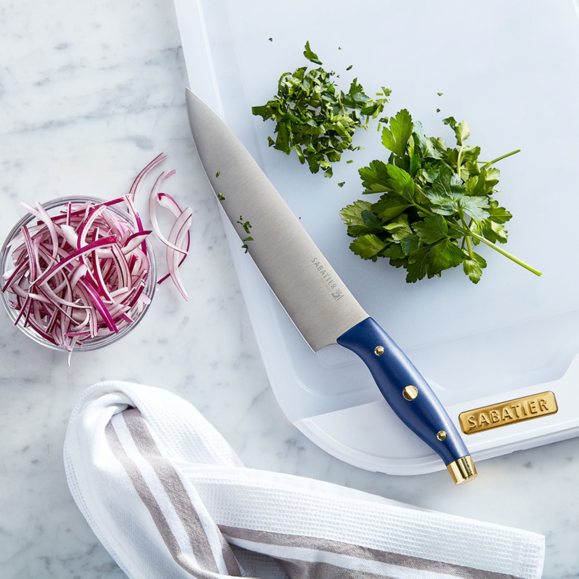 Sabatier Poly Cutting Board with Non Slip Edges, 12 inch x 18 inch, White