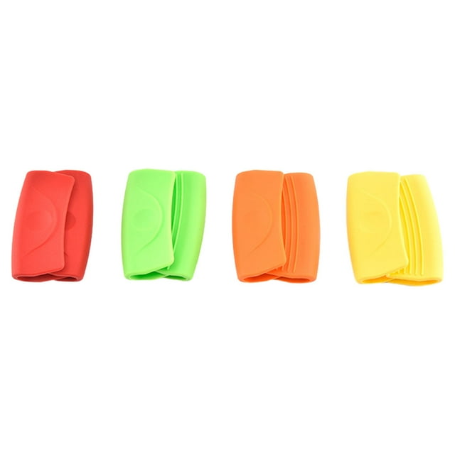 Inteprter Cubierta duradera de Gel de sílice para mango de sartén, línea suave y agarre de cubierta de mango suave y elástico, 4 Uds. Cocina y Comedor