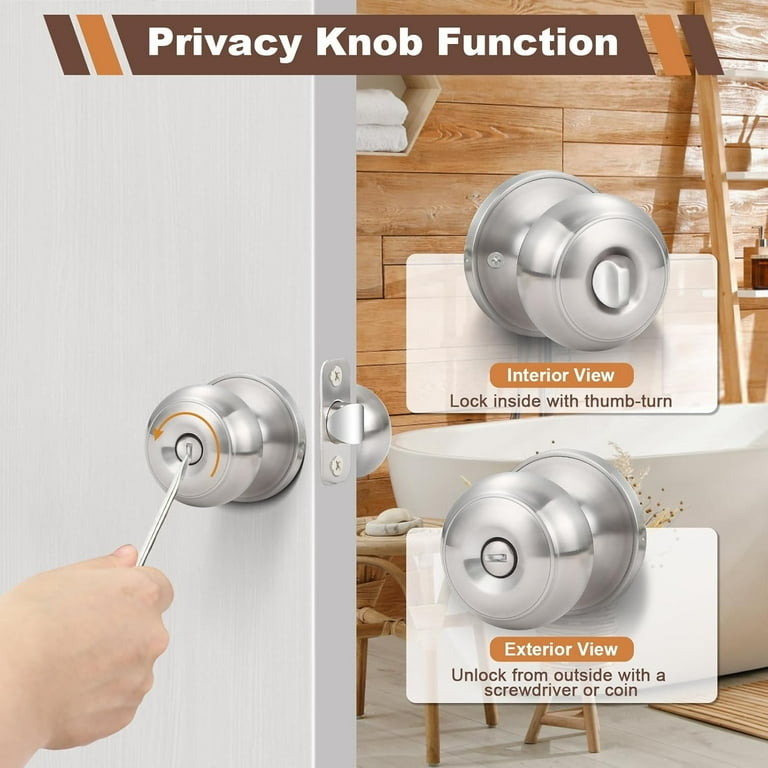 Keyless Door Knob Keyless Privacy Door Lever - Satin Nickel