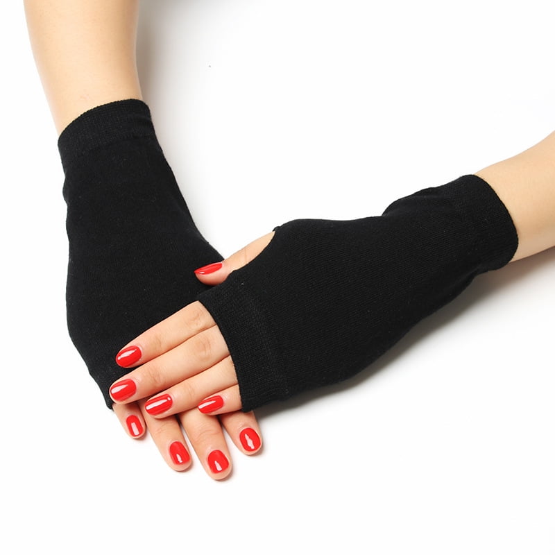 Fingerless Rivet Gloves With Thumb Hole for Women Working Typing