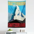 thumbnail image 1 of Switzerland Tapestry, Mount Matterhorn Monte Cervino Peak Silhouette Poster Design, Fabric Wall Hanging Decor for Bedroom Living Room Dorm, 5 Sizes, Yellow Blue, by Ambesonne, 1 of 1