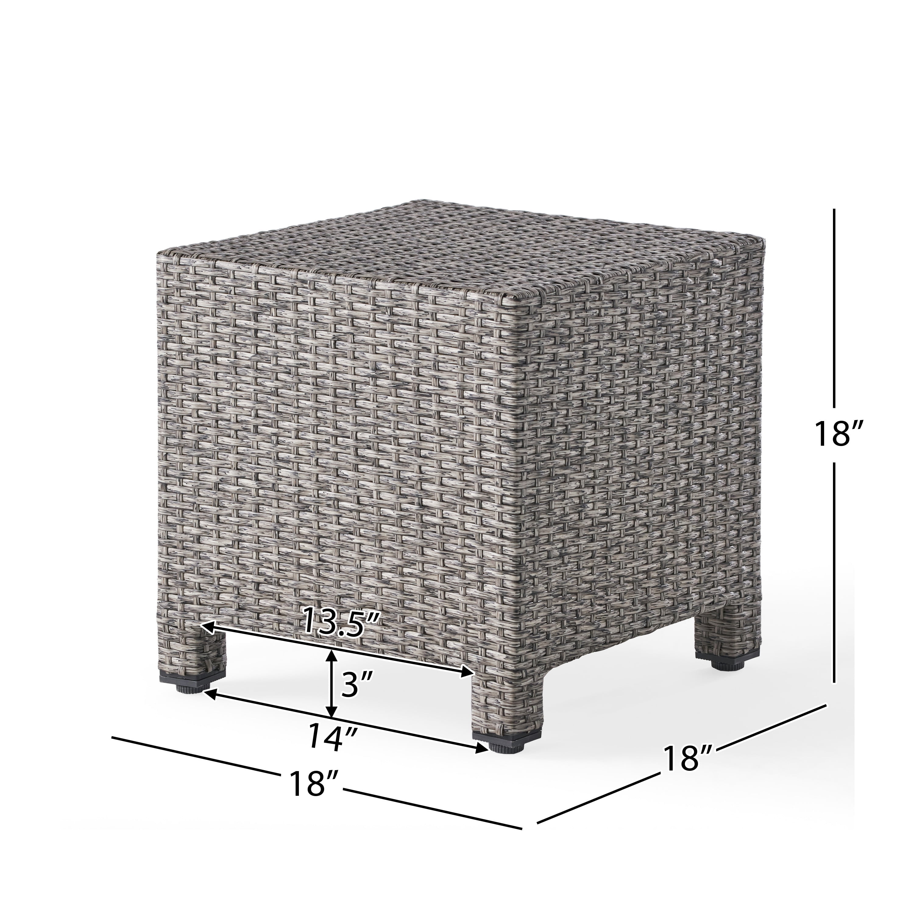 Outdoor Cube Shape Wicker Side Table, Compact Leisure Accent Table for Patio Garden, Black