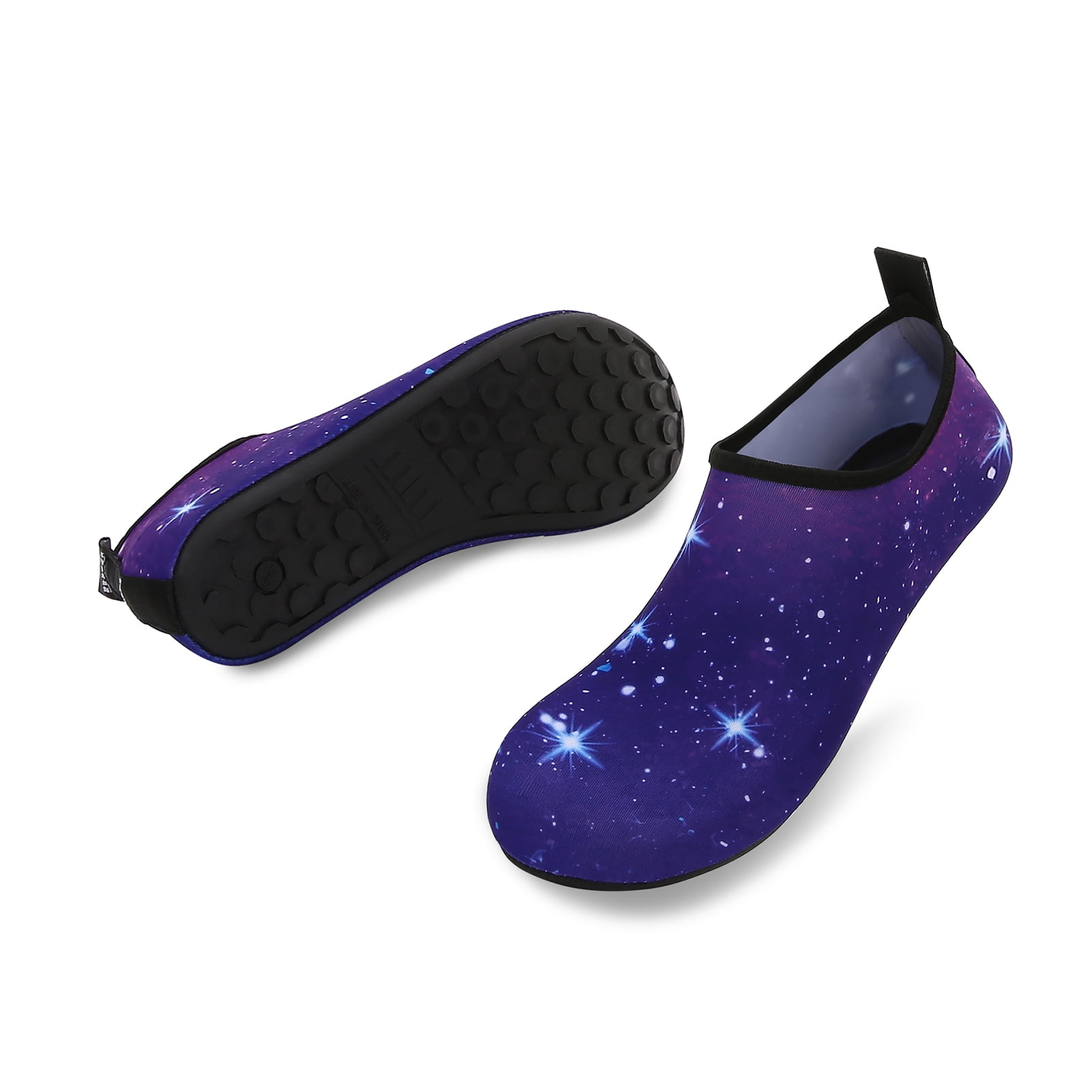 Men and Women a Slip On Barefoot Quick-Dry Beach Aqua Yoga Water Shoes (Stardust/Navy, 11-12 Women/9.5-10 Men)
