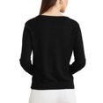 thumbnail image 3 of Suéter ligero de mujer Inspire Chic, con cuello redondo, botones, manga larga, cardigan, color negro, talla S, 3 of 6