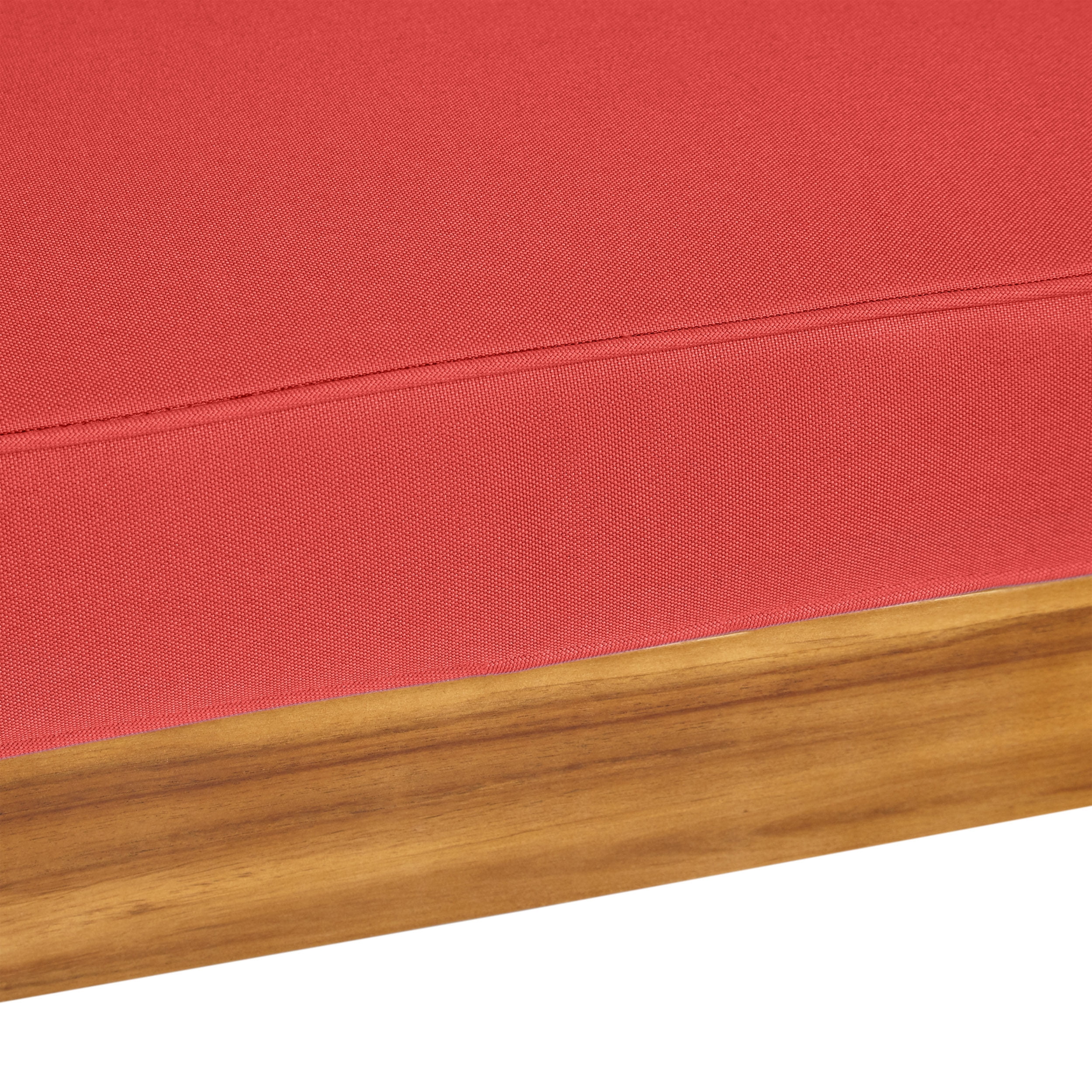 Graham Outdoor 11 Seater Acacia Wood Sectional Sofa and Club Chair Set, Teak Finish, Red