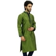 thumbnail image 3 of Atasi Men's Designer Long Kurta Green Casual Bollywood Ethnic Shirt-X-Large, 3 of 7