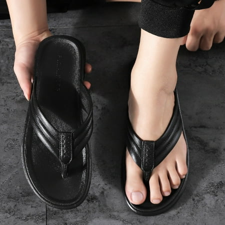 

Yolai Men Flip Flops Light Summer Slippers Fashion Trend Black Outdoor Beach Slippers Shoes