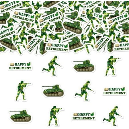 Army Retirement Party Confetti 200pcs Military Going Away Party Decorations Military Happy Retirement Camouflage Double-sided Printing Table Confetti for Army Farewell We Will Miss You Party