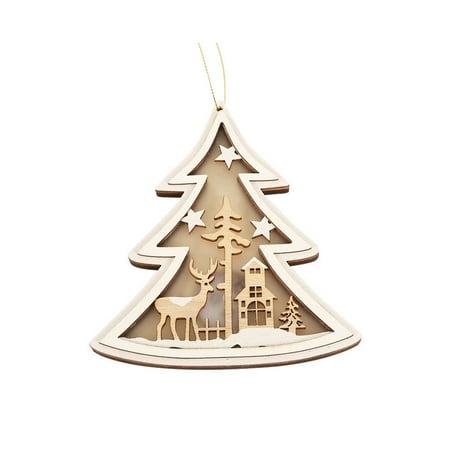 

SKBEY Christmas Display Hanging Ribbon Chandelier Replacement with Hook Seasonal Decorations Christmas Ornament Car Wooden Luminous Christmas Decorations Christmas With Lights Luminous
