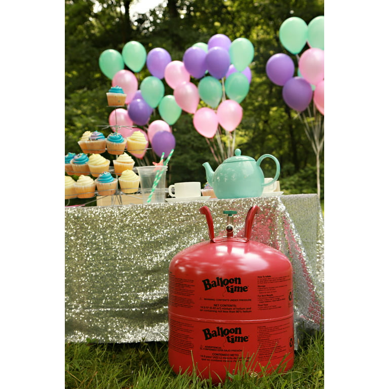 Balloon Time Disposable Helium Tank 14.9 cu.ft - 50 Balloons and Ribbon  Included by Blue Ribbon